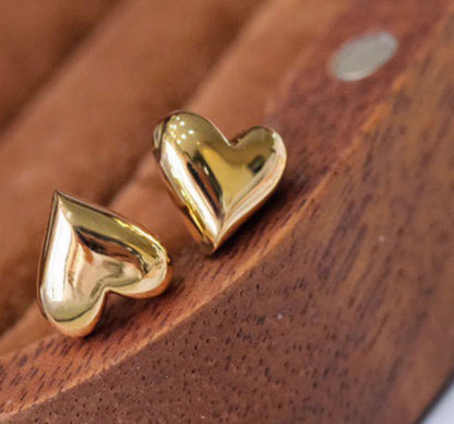 18k gold jewelry studs heart earrings