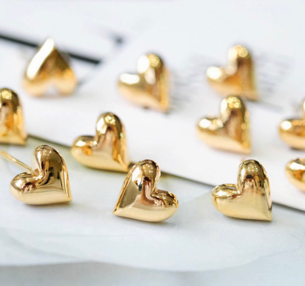 18k gold jewelry studs heart earrings