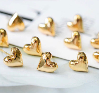 18k gold jewelry studs heart earrings