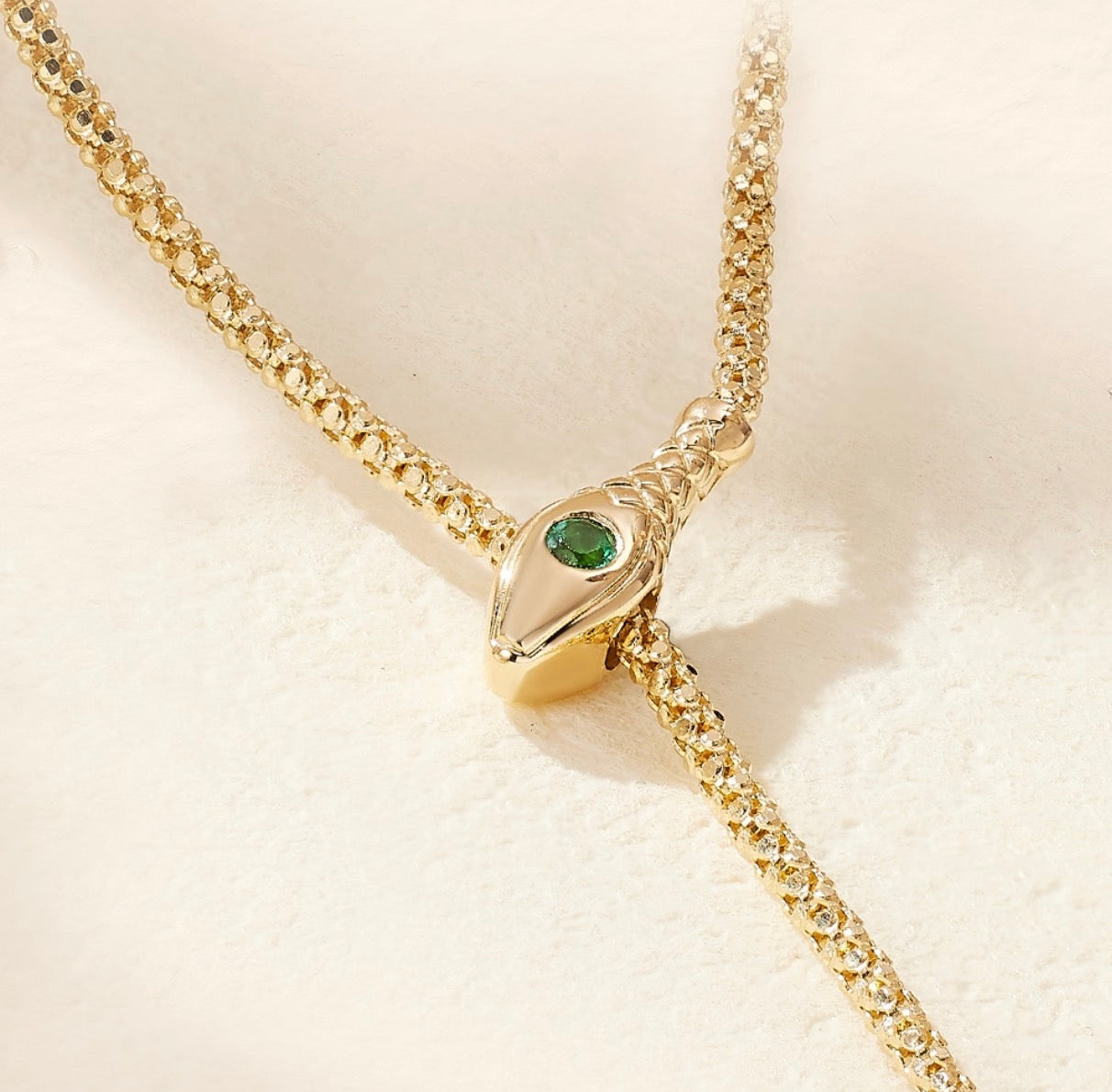 K18YG エメラルド ネックレス カットボールチェーン ファセットボールチェーン YG 18K クリップ式 スネーク 蛇 イエローゴールド