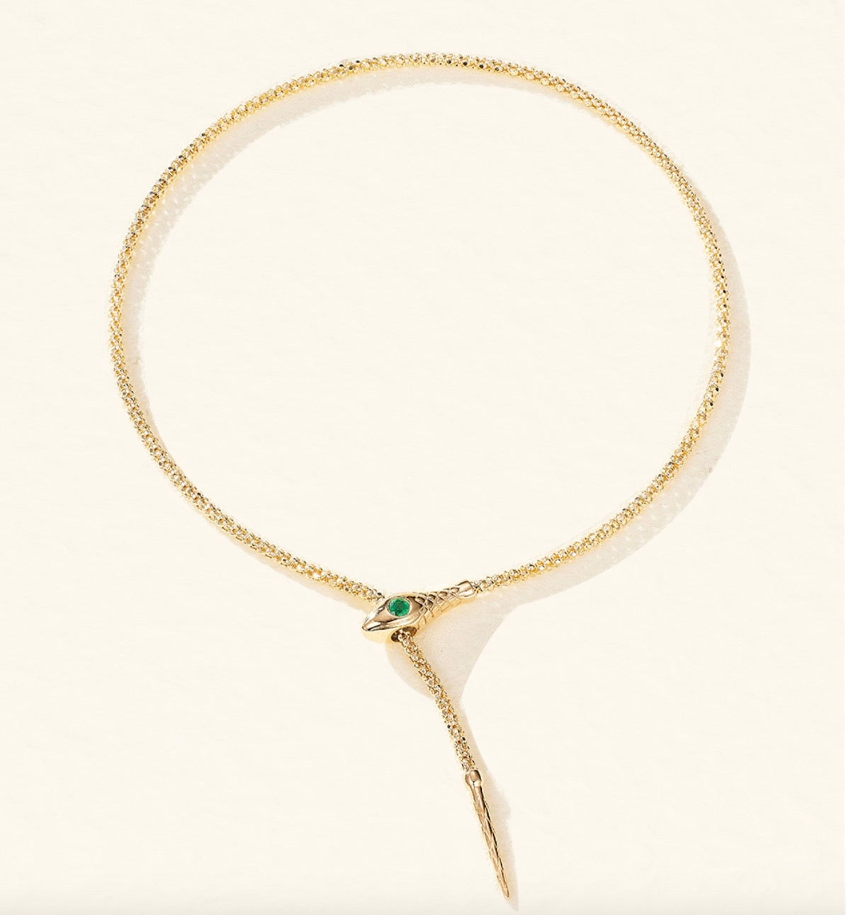 K18YG エメラルド ネックレス カットボールチェーン ファセットボールチェーン YG 18K クリップ式 スネーク 蛇 イエローゴールド