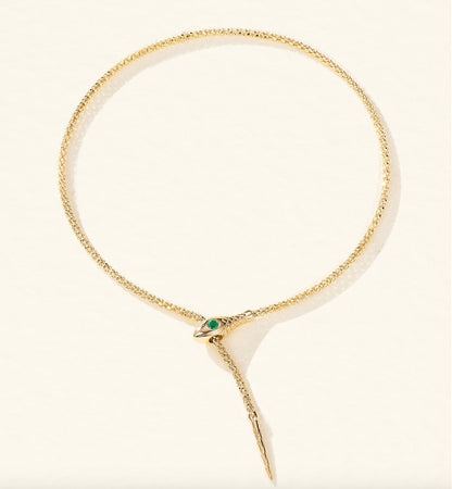 K18YG エメラルド ネックレス カットボールチェーン ファセットボールチェーン YG 18K クリップ式 スネーク 蛇 イエローゴールド