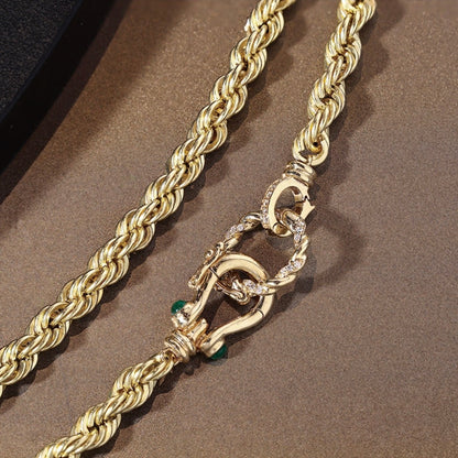 K18YG スネークチェーン 蛇 エメラルド ネックレス 2.7mm 50cm 18K YG イエローゴールド 太め スネークネックレス メンズ レディース 18金 ホースシュー 馬蹄