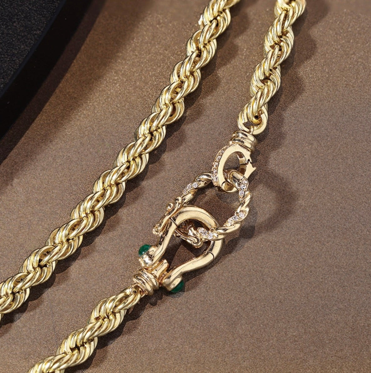 K18YG スネークチェーン 蛇 エメラルド ネックレス 2.7mm 50cm 18K YG イエローゴールド 太め スネークネックレス メンズ レディース 18金 ホースシュー 馬蹄