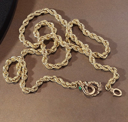 K18YG スネークチェーン 蛇 エメラルド ネックレス 2.7mm 50cm 18K YG イエローゴールド 太め スネークネックレス メンズ レディース 18金 ホースシュー 馬蹄