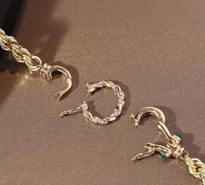 K18YG スネークチェーン 蛇 エメラルド ネックレス 2.7mm 50cm 18K YG イエローゴールド 太め スネークネックレス メンズ レディース 18金 ホースシュー 馬蹄