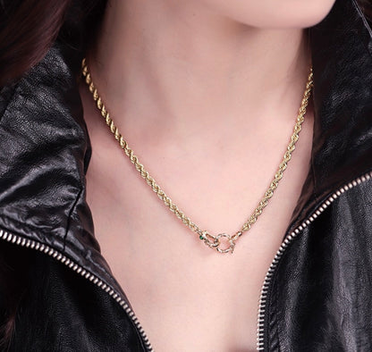 K18YG スネークチェーン 蛇 エメラルド ネックレス 2.7mm 50cm 18K YG イエローゴールド 太め スネークネックレス メンズ レディース 18金 ホースシュー 馬蹄