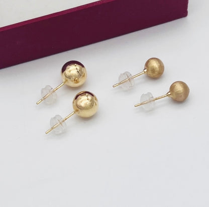 18k gold jewelry ball earrings twin
