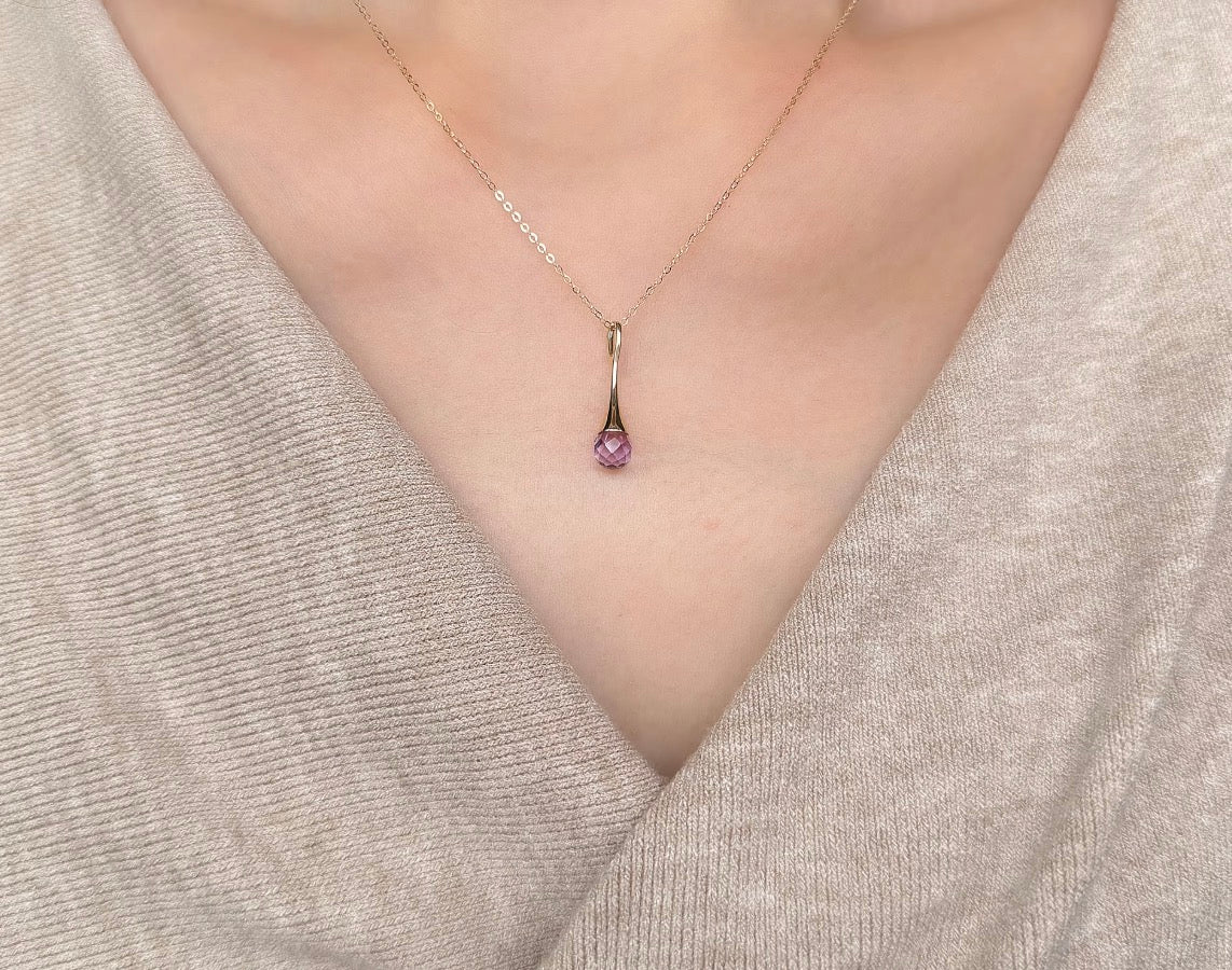 K18YG ペンダント ブルートパーズ アメジスト ティアドロップ 雫 涙 YG イエローゴールド 18金金 18K トパーズ 青 ブルー 紫水晶