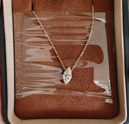 K18YG ラボダイヤ マーキスカット ホースアイ ネックレス ペンダント イエローゴールド 18金 18K 0.3ct~ YG