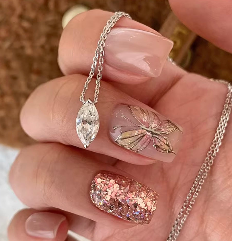 K18YG ラボダイヤ マーキスカット ホースアイ ネックレス ペンダント イエローゴールド 18金 18K 0.3ct~ YG