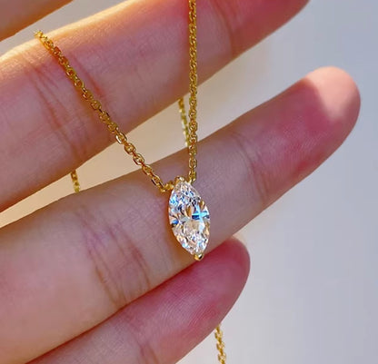 K18YG ラボダイヤ マーキスカット ホースアイ ネックレス ペンダント イエローゴールド 18金 18K 0.3ct~ YG