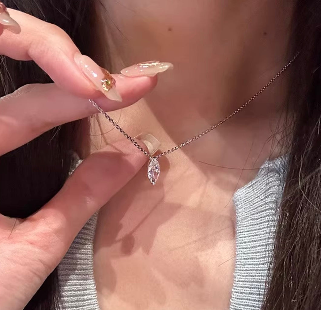 K18YG ラボダイヤ マーキスカット ホースアイ ネックレス ペンダント イエローゴールド 18金 18K 0.3ct~ YG