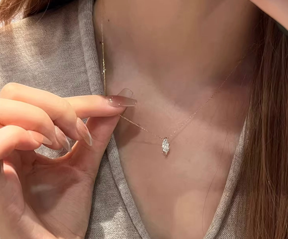 K18YG ラボダイヤ マーキスカット ホースアイ ネックレス ペンダント イエローゴールド 18金 18K 0.3ct~ YG