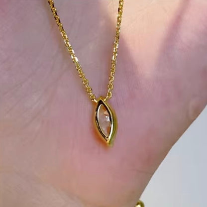 K18YG ラボダイヤ マーキスカット ホースアイ ネックレス ペンダント イエローゴールド 18金 18K 0.3ct~ YG