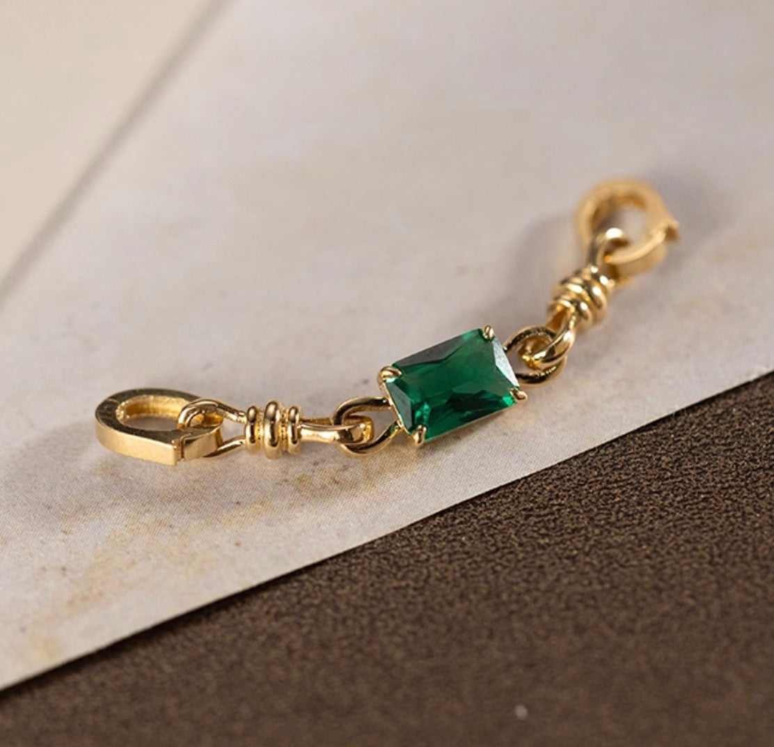 K18YG 合成エメラルド ひきわ ヒキワ 引き輪 チェーンパーツ バチカン 繋ぎ チャーム ネックレスチャーム YG イエローゴールド 18金 18K