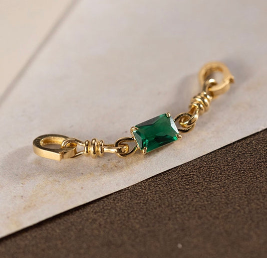 K18YG 合成エメラルド ひきわ ヒキワ 引き輪 チェーンパーツ バチカン 繋ぎ チャーム ネックレスチャーム YG イエローゴールド 18金 18K