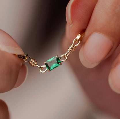 K18YG 合成エメラルド ひきわ ヒキワ 引き輪 チェーンパーツ バチカン 繋ぎ チャーム ネックレスチャーム YG イエローゴールド 18金 18K