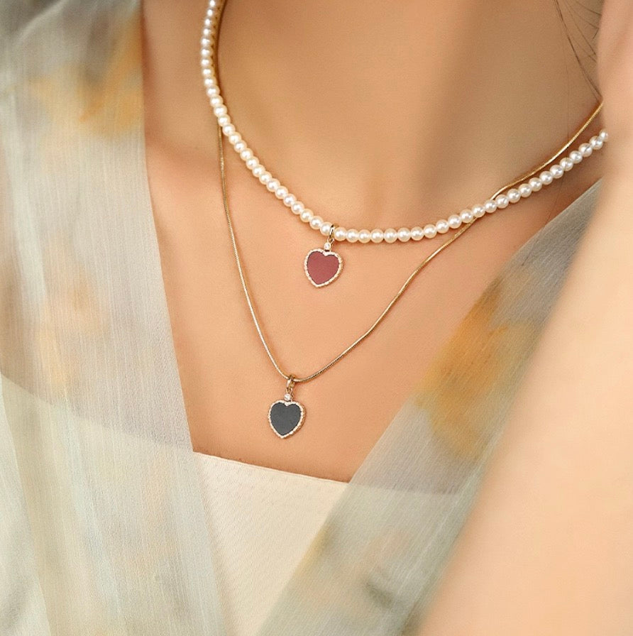 K18YG イエローゴール ド ハート ダイヤモンド ネックレス ペンダント バチカン レッドカーネリアン ブラックオニキス 白蝶貝 18K ペンダントトップ ネックレスチャーム 赤 黒 白