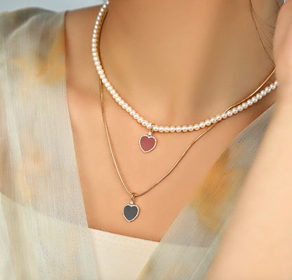 K18YG イエローゴール ド ハート ダイヤモンド ネックレス ペンダント バチカン レッドカーネリアン ブラックオニキス 白蝶貝 18K ペンダントトップ ネックレスチャーム 赤 黒 白