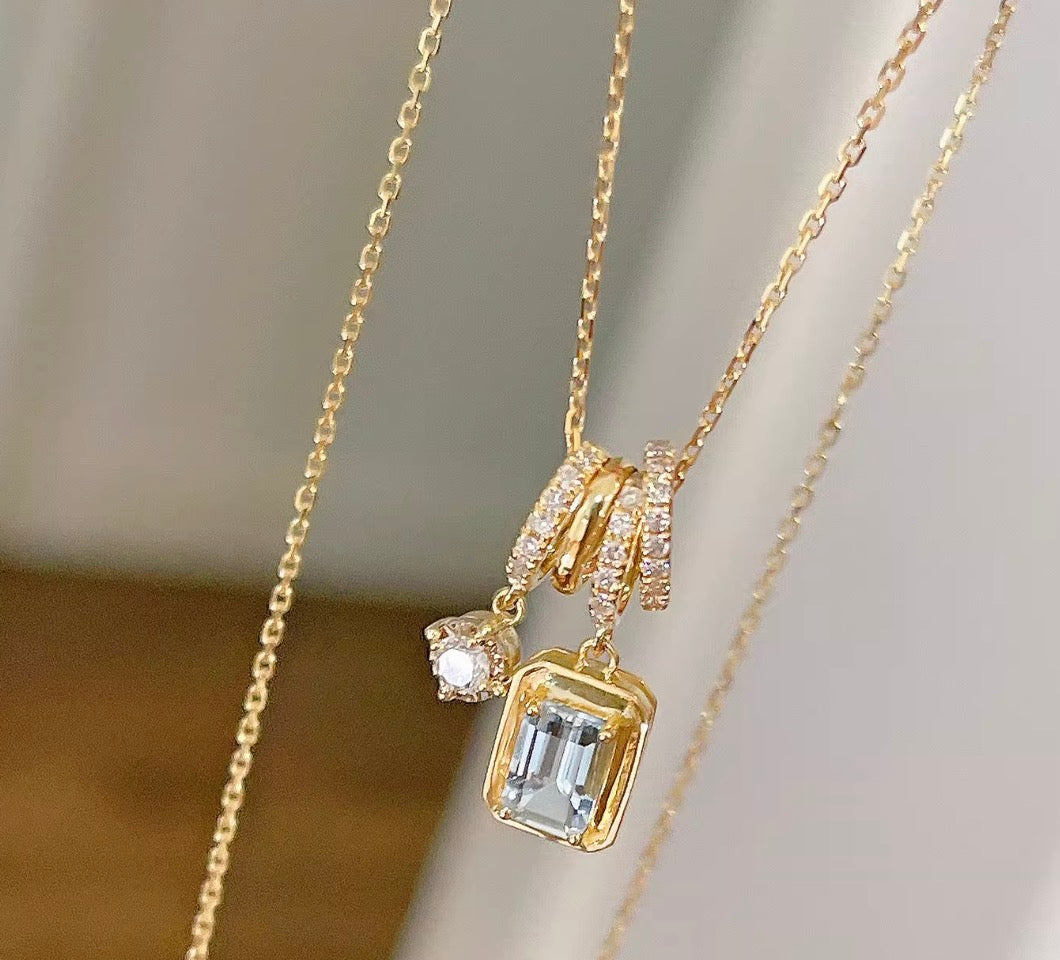 K18YG ペンダント ダイヤモンド アクアマリン イエローゴールド ネックレス チャームセット ネックレスチャーム イエローゴールド 18金 18K