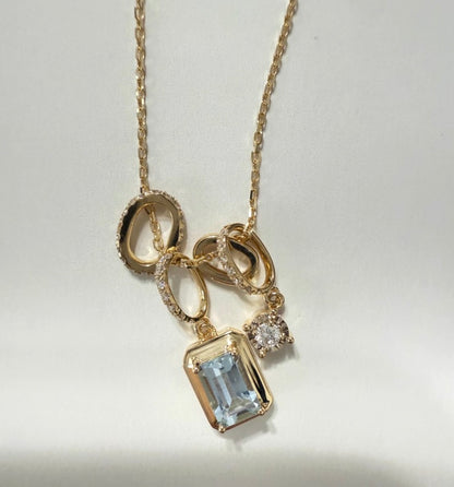 K18YG ペンダント ダイヤモンド アクアマリン イエローゴールド ネックレス チャームセット ネックレスチャーム イエローゴールド 18金 18K