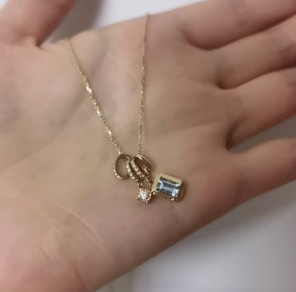 K18YG ペンダント ダイヤモンド アクアマリン イエローゴールド ネックレス チャームセット ネックレスチャーム イエローゴールド 18金 18K