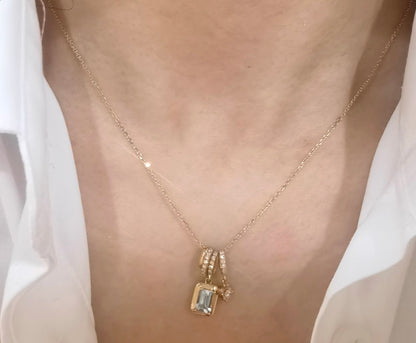 K18YG ペンダント ダイヤモンド アクアマリン イエローゴールド ネックレス チャームセット ネックレスチャーム イエローゴールド 18金 18K