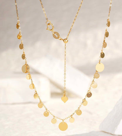 K18YG WG ディスクネックレス コインネックレス チャームネックレス イエローゴールド ホワイトゴールド 18金 18K ネックレス スライド式アジャスターチェーン