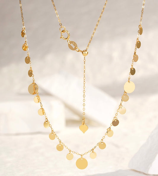 K18YG WG ディスクネックレス コインネックレス チャームネックレス イエローゴールド ホワイトゴールド 18金 18K ネックレス スライド式アジャスターチェーン