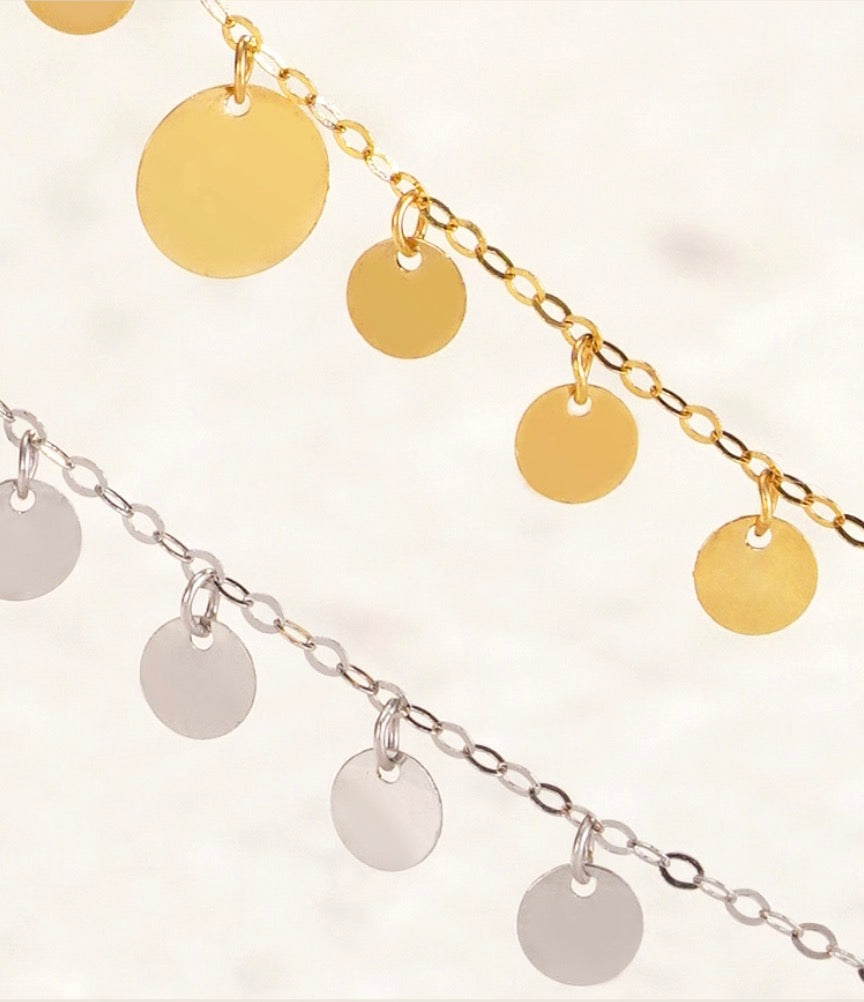 K18YG WG ディスクネックレス コインネックレス チャームネックレス イエローゴールド ホワイトゴールド 18金 18K ネックレス スライド式アジャスターチェーン