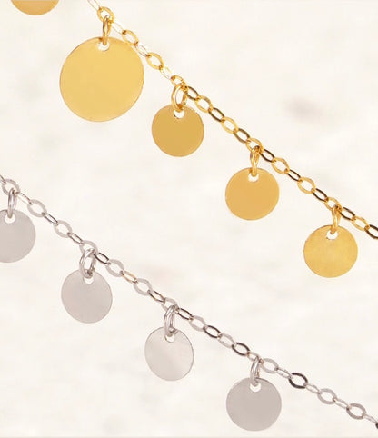 K18YG WG ディスクネックレス コインネックレス チャームネックレス イエローゴールド ホワイトゴールド 18金 18K ネックレス スライド式アジャスターチェーン