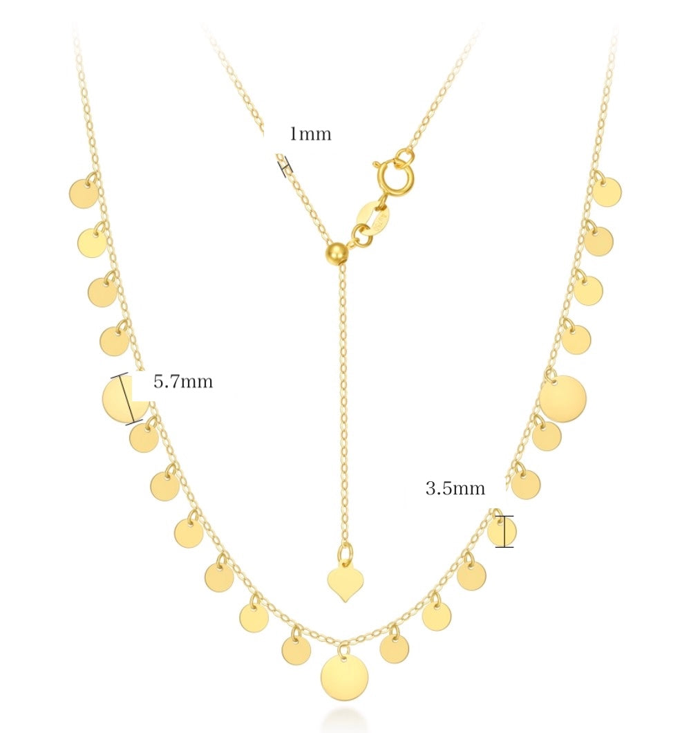 K18YG WG ディスクネックレス コインネックレス チャームネックレス イエローゴールド ホワイトゴールド 18金 18K ネックレス スライド式アジャスターチェーン