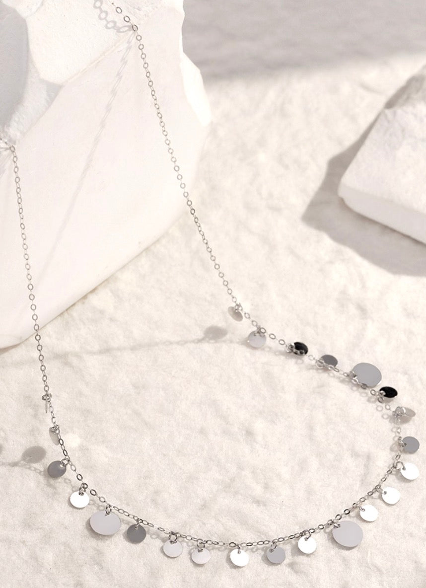 K18YG WG ディスクネックレス コインネックレス チャームネックレス イエローゴールド ホワイトゴールド 18金 18K ネックレス スライド式アジャスターチェーン