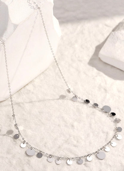 K18YG WG ディスクネックレス コインネックレス チャームネックレス イエローゴールド ホワイトゴールド 18金 18K ネックレス スライド式アジャスターチェーン