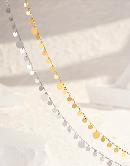 K18YG WG ディスクネックレス コインネックレス チャームネックレス イエローゴールド ホワイトゴールド 18金 18K ネックレス スライド式アジャスターチェーン