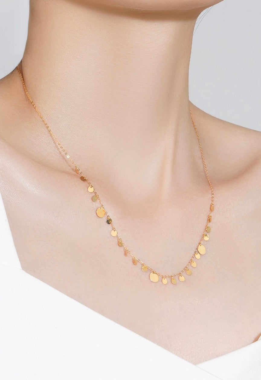 K18YG WG ディスクネックレス コインネックレス チャームネックレス イエローゴールド ホワイトゴールド 18金 18K ネックレス スライド式アジャスターチェーン