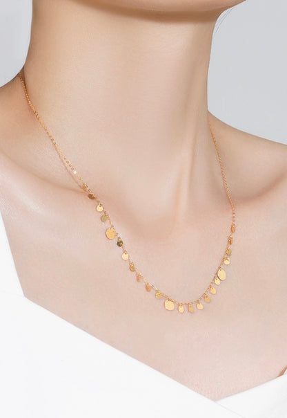 K18YG WG ディスクネックレス コインネックレス チャームネックレス イエローゴールド ホワイトゴールド 18金 18K ネックレス スライド式アジャスターチェーン