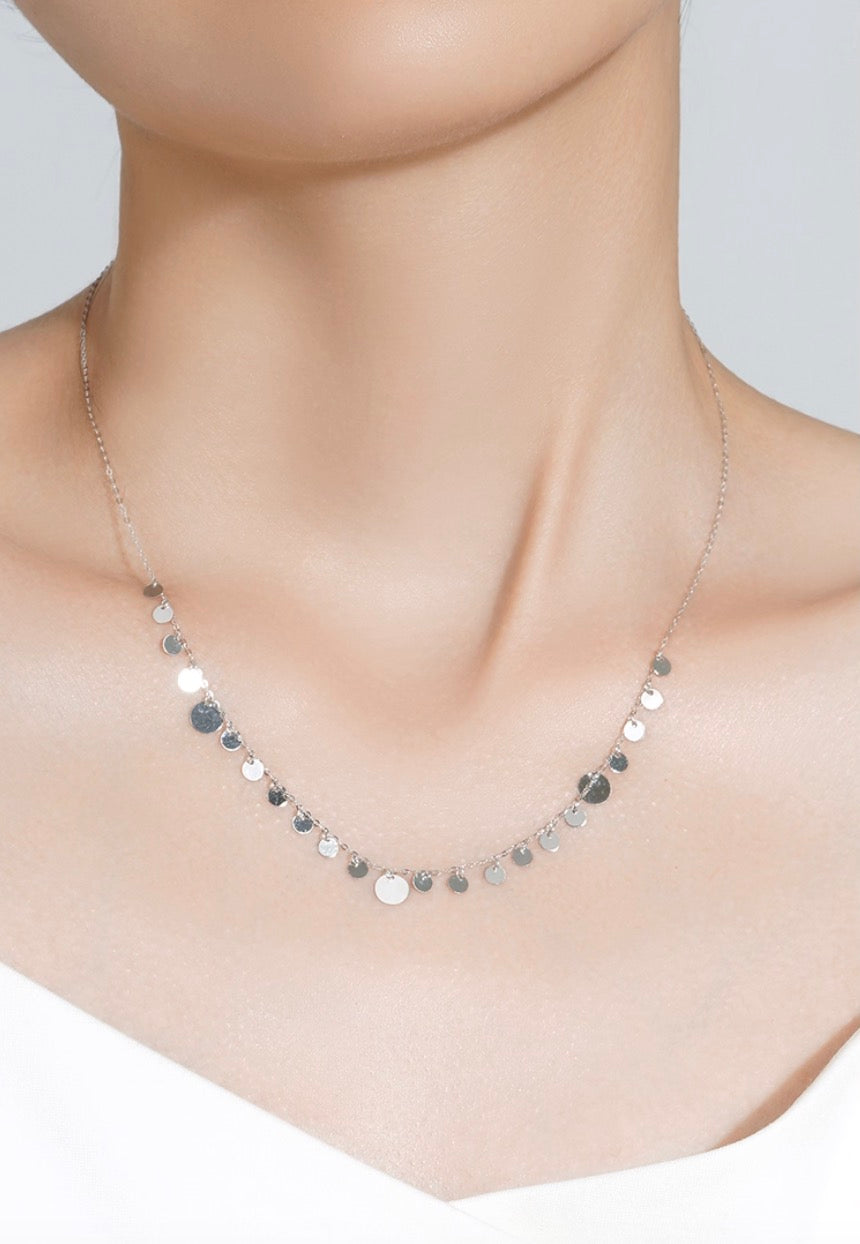 K18YG WG ディスクネックレス コインネックレス チャームネックレス イエローゴールド ホワイトゴールド 18金 18K ネックレス スライド式アジャスターチェーン