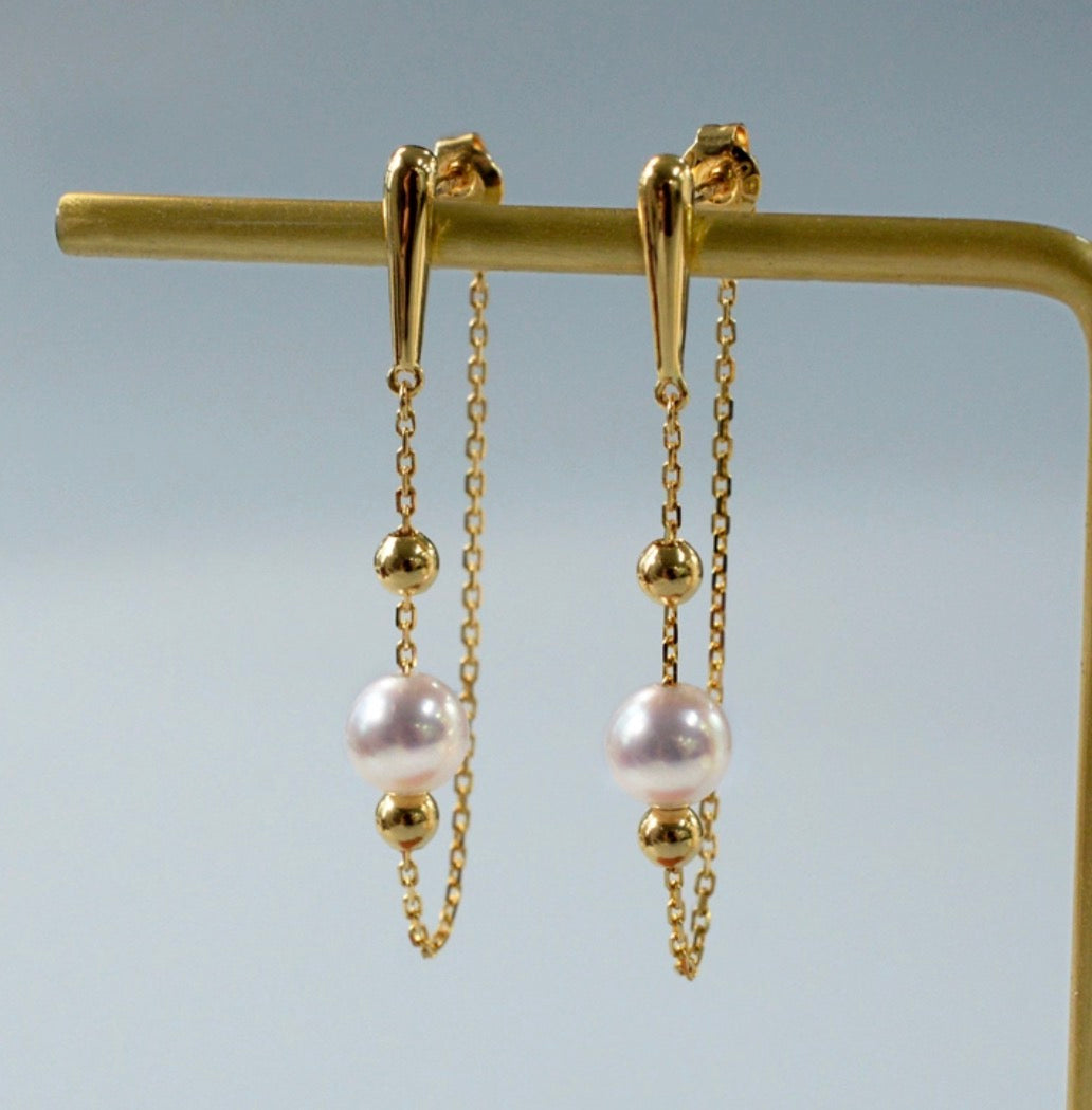 18k yellow gold akoya pearl earrings