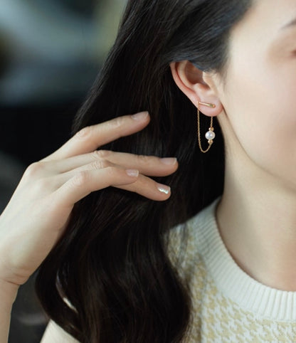 18k yellow gold akoya pearl earrings