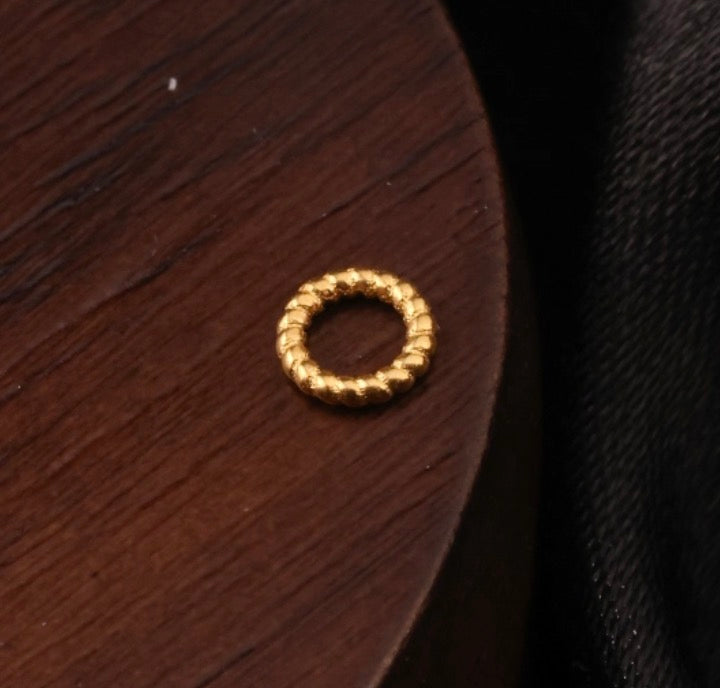 K18YG【ラウンド】イエローゴールド パーツ チェーンパーツ コマ 18K 18金 YG K18 ロープ ねじり ツイスト 丸 円形 マルカン 繋ぎ