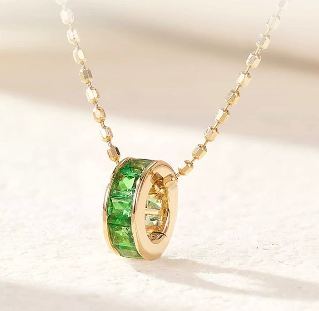 K18YG ツァボライト ルビー サファイア バチカン イエローゴールド 18金 18K グリーン 緑 チェーンパーツ ペンダントホルダー YG K18 パーツ