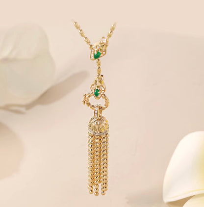 K18YG WG エメラルド ダイヤモンド ネックレス アジャスターチェーン バチカン ダイヤ 18K YG イエローゴールド K18WG ライスチェーン ビーンチェーン