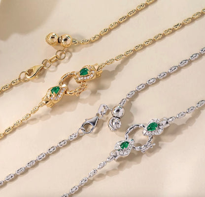 K18YG WG エメラルド ダイヤモンド ネックレス アジャスターチェーン バチカン ダイヤ 18K YG イエローゴールド K18WG ライスチェーン ビーンチェーン