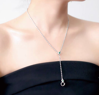 K18YG WG エメラルド ダイヤモンド ネックレス アジャスターチェーン バチカン ダイヤ 18K YG イエローゴールド K18WG ライスチェーン ビーンチェーン