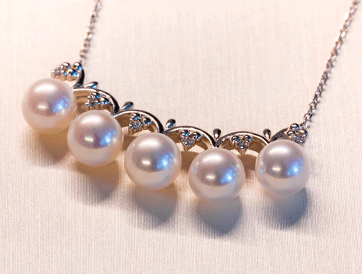 K18WG あこや真珠 ホワイトゴールド 18K 18金 ダイヤモンド ダイヤ WG K18金 ネックレス スマイルネックレス ペンダント アコヤ真珠 akoya