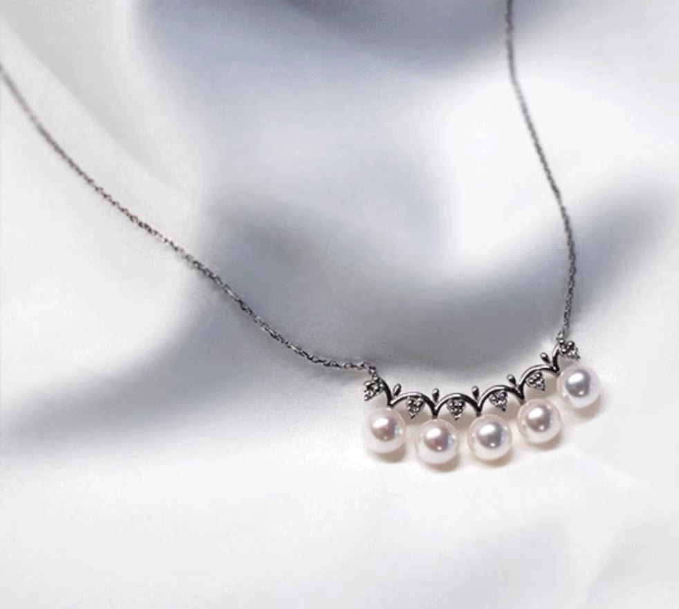 K18WG あこや真珠 ホワイトゴールド 18K 18金 ダイヤモンド ダイヤ WG K18金 ネックレス スマイルネックレス ペンダント アコヤ真珠 akoya