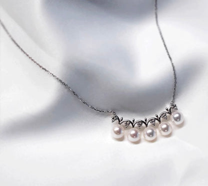 K18WG あこや真珠 ホワイトゴールド 18K 18金 ダイヤモンド ダイヤ WG K18金 ネックレス スマイルネックレス ペンダント アコヤ真珠 akoya
