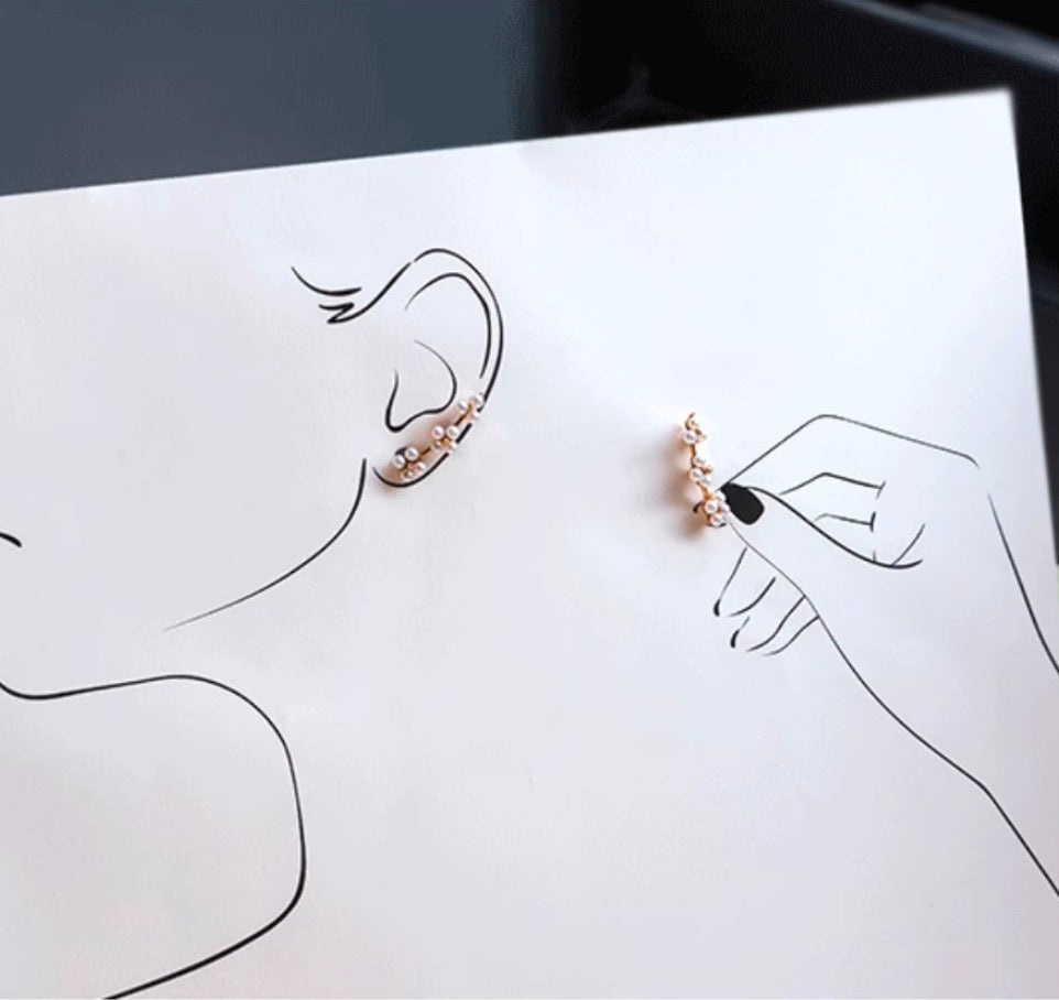 K18PG 真珠 ピンクゴールド 18K 18金 ダイヤモンド ダイヤ PG K18 フックピアス イヤーカフ 花 クローバー 四ツ葉 スマイル 淡水パール ミニ 小